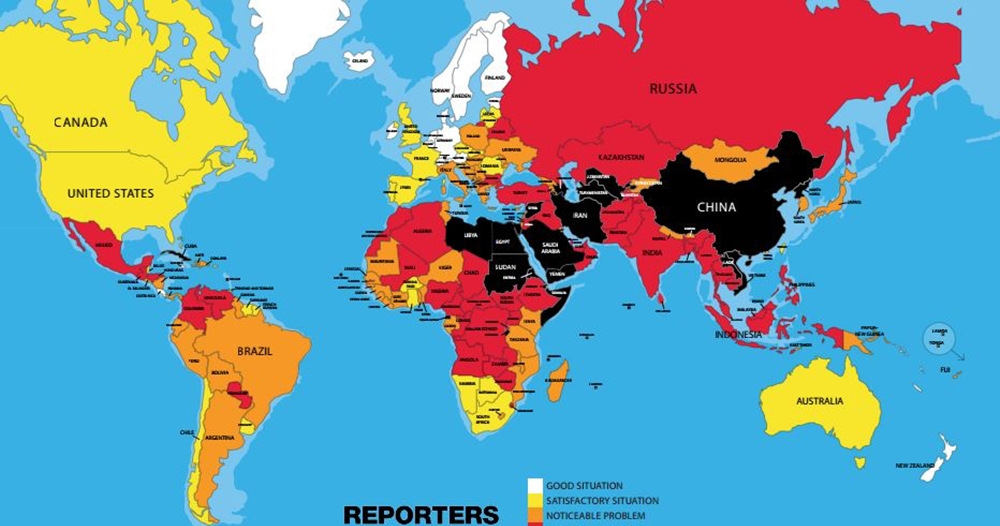 รายงานชี้ไทยติดอันดับประเทศยอดแย่ให้เสรีภาพสื่อ รั้งที่ 142 ของโลก ต่ำกว่าพม่า-เขมร