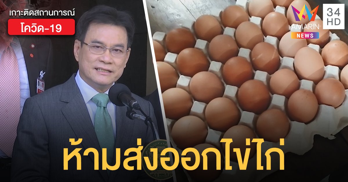 'จุรินทร์' สั่งห้ามส่งออกไข่ไก่ 7 วัน หลังพบขาดตลาด