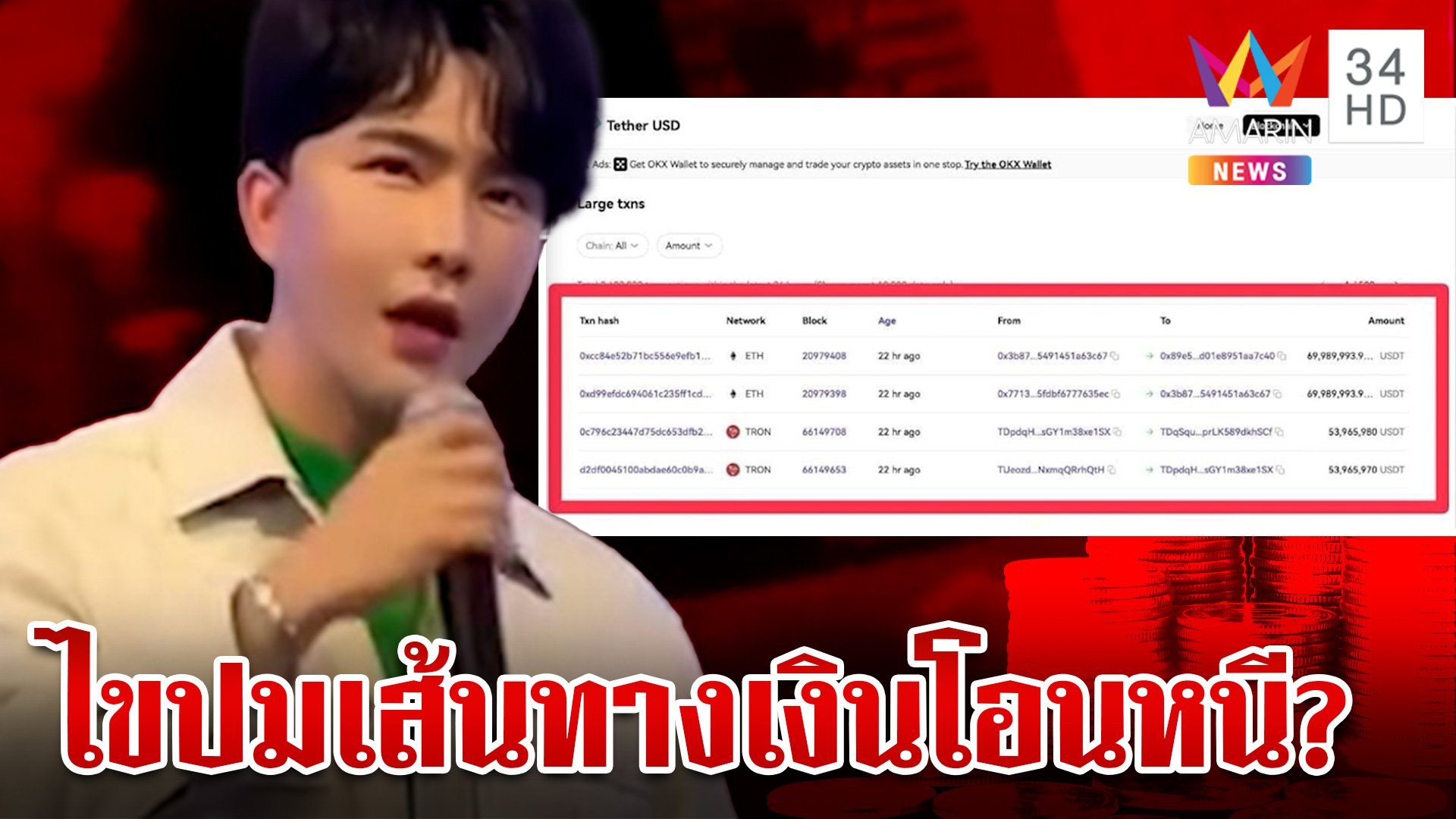 ไขปมเส้นทางเงินโอนหนี 8 พันล้าน?นักข่าวไทยในอังกฤษเผยลักษณะการโอน USDT | ทุบโต๊ะข่าว | 19 ต.ค. 67 | AMARIN TVHD34