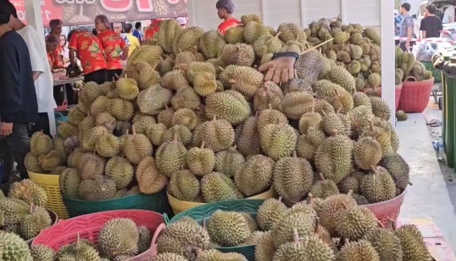 นนทบุรีคึกคัก ชาวบ้านแห่ต่อคิวเปิดล้งทุเรียน แข่งกินทุเรียน-แจกกินฟรี 10 ตัน