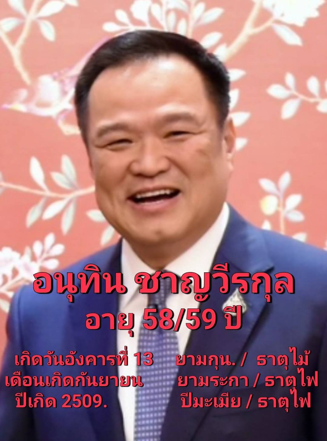 นาย อนุทิน ชาญวีรกูล พรรคภูมิใจไทย