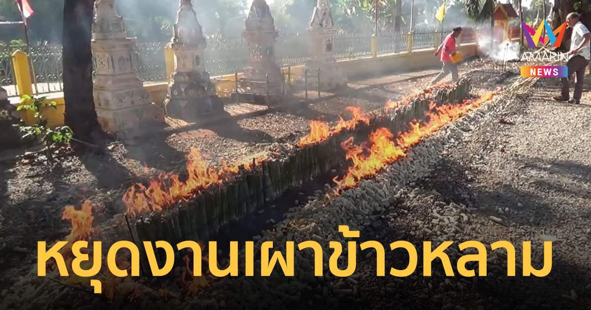 ชาวบ้านไทยพวน หยุดงานยกหมู่บ้าน ร่วมงานบุญกำฟ้า เผาข้าวหลาม 1 พันกระบอก