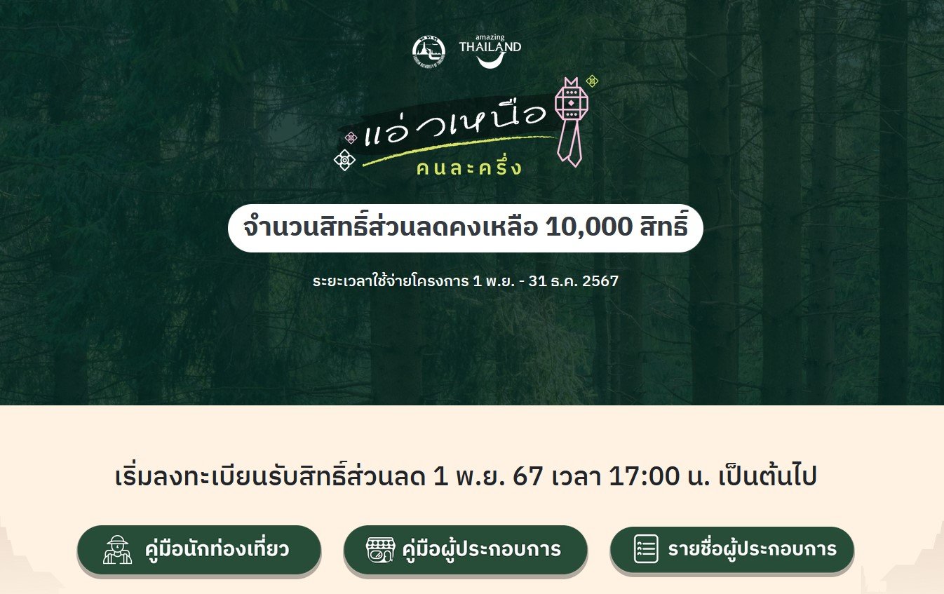 วิธีลงทะเบียน แอ่วเหนือคนละครึ่ง รับเงินเที่ยว 400 บาท ฟรีๆ เช็คที่นี่