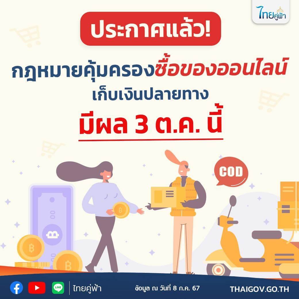 มาตรการส่งดี Dee-Delivery กฎหมายใหม่คุ้มครองการซื้อของเก็บเงินปลายทาง