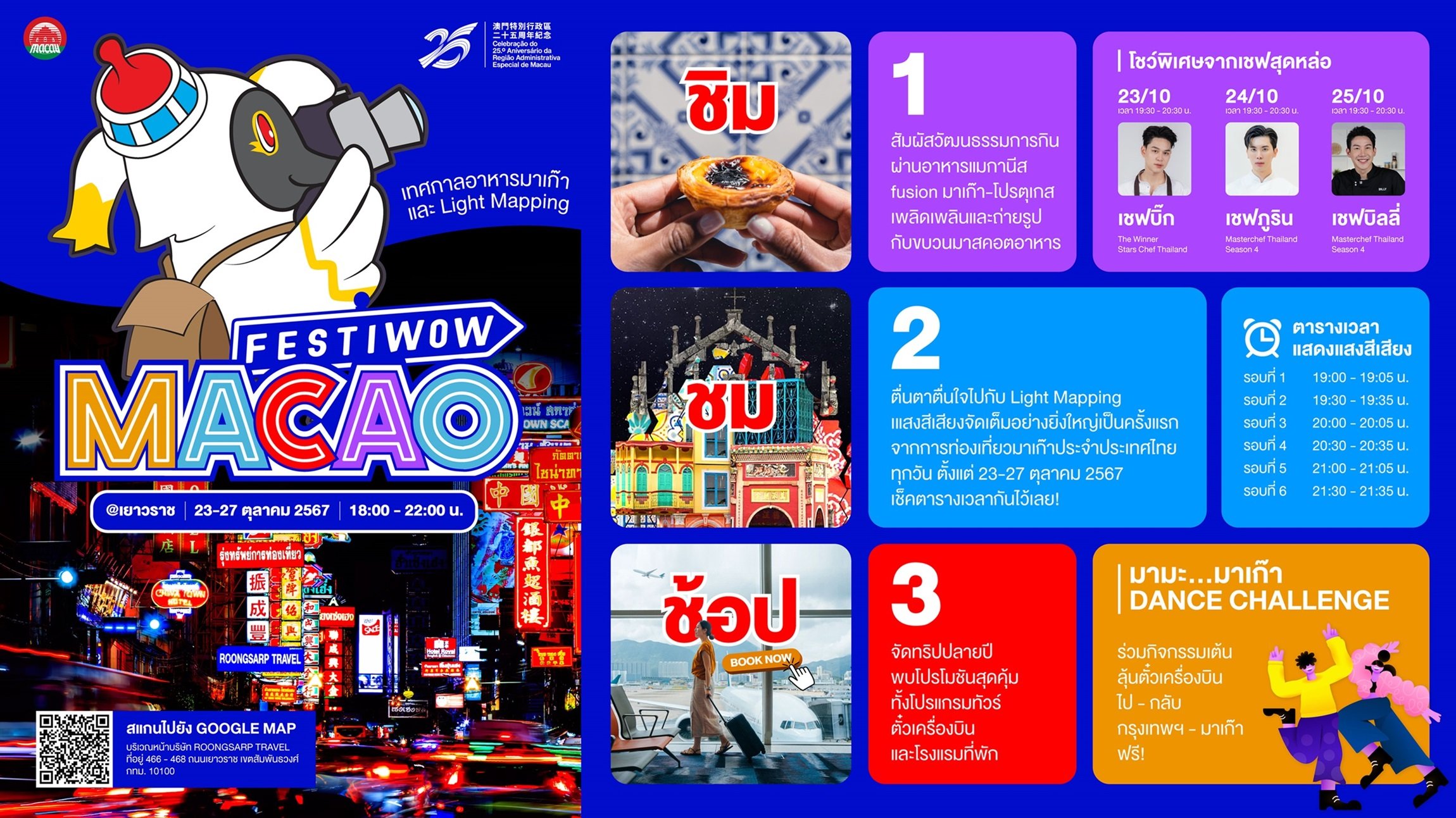 การท่องเที่ยวมาเก๊า เตรียมบุกเยาวราช จัดอีเวนต์ใหญ่ส่งท้ายปี “Festiwow Macao” อัดแน่นกิจกรรม 5 วันเต็ม เริ่มตั้งแต่ 23 – 27 ต.ค. นี้