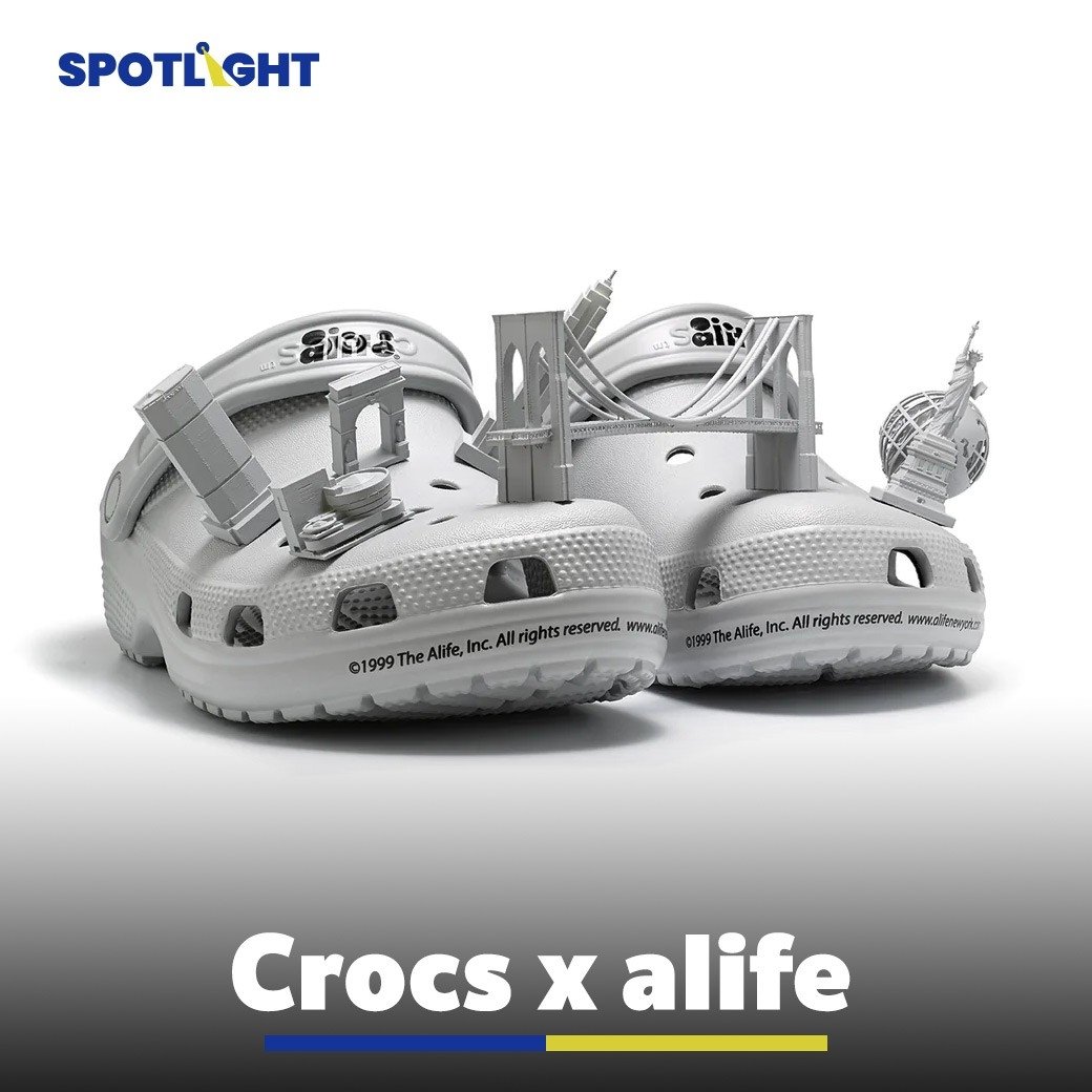 แบรนด์สายสตรีท ‘Alife’ ได้ออกรองเท้า Crocs รุ่น Limited Edition ที่มี Jibbitz เป็นแลนด์มาร์กของเมืองนิวยอร์กขนาดใหญ่ แบบที่ใส่โชว์ได้ แต่ใส่เดินไม่ได้ สนนราคาคู่ละ 600 ดอลลาร์ (2.2 หมื่นบาท)