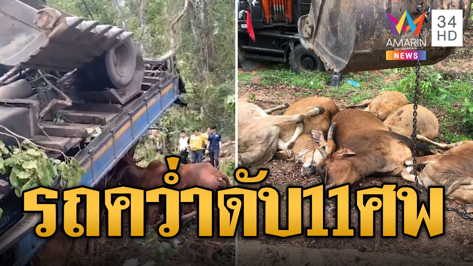 รถบรรทุกวัวเสียหลักพลิกคว่ำ 11 ชีวิตดับคาที่ | ข่าวอรุณอมรินทร์ | 1 มิ.ย. 67 | AMARIN TVHD34