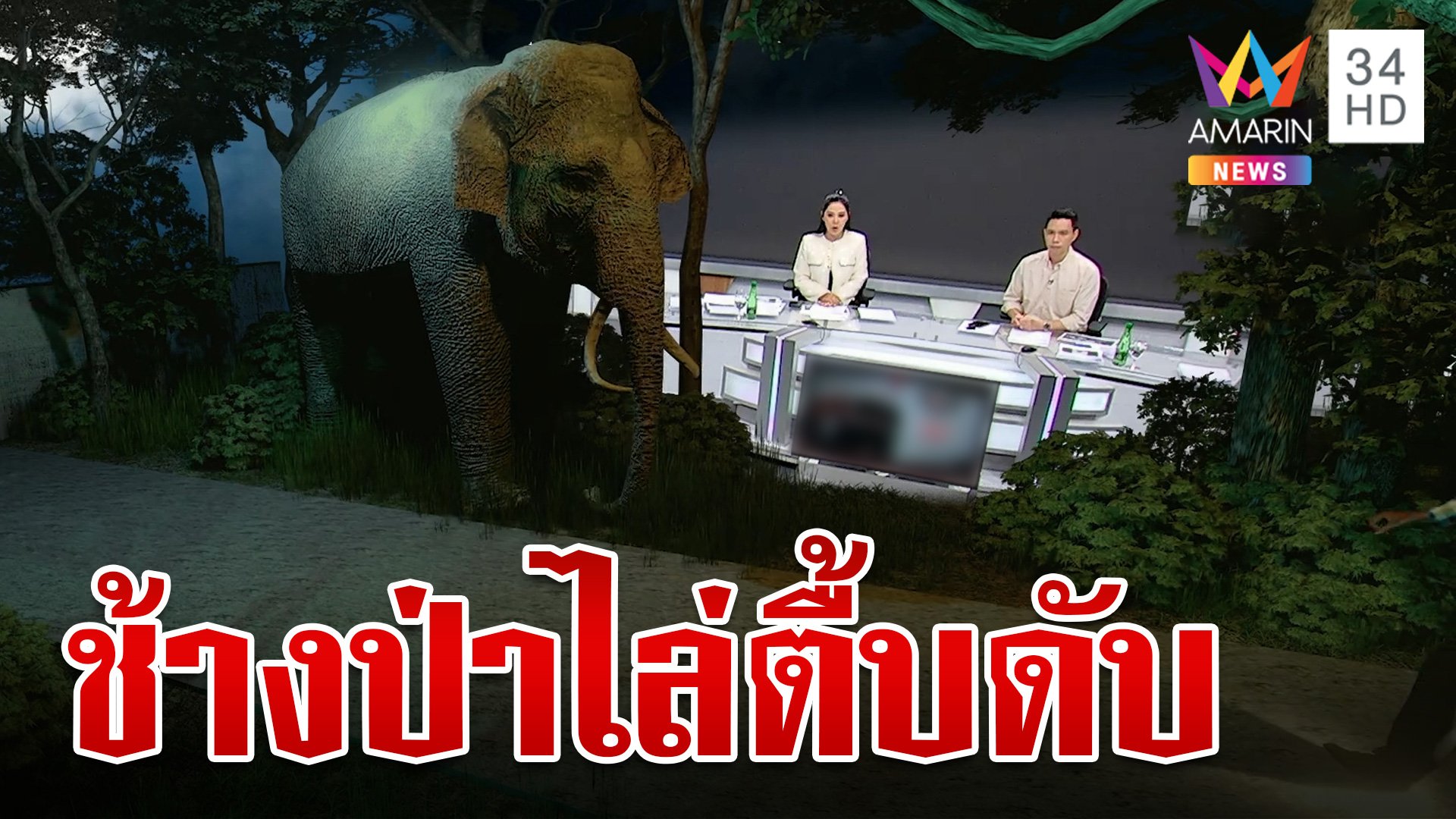 ระทึก! ช้างป่าแพ้แสงไฟส่องหน้าไล่ตื้บชาวบ้านดับ | ทุบโต๊ะข่าว | 7 ก.ย. 67 | AMARIN TVHD34