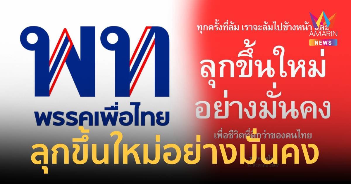 เพื่อไทย ลั่น ไม่ใช่ครั้งแรกที่เจออุปสรรค แต่จะทำงานต่อ ลุกขึ้นใหม่อย่างมั่นคง