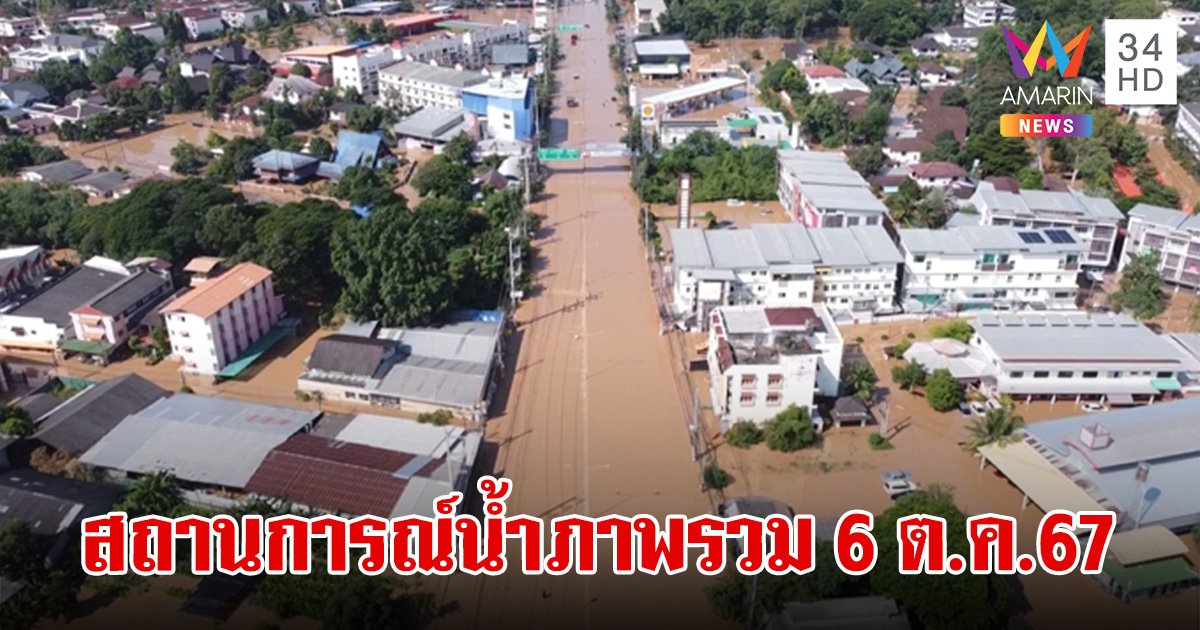 สรุปสถานการณ์น้ำภาพรวมของประเทศ วันที่ 6 ต.ค. 67 เตือนภาคใต้รับมือฝนตกหนัก