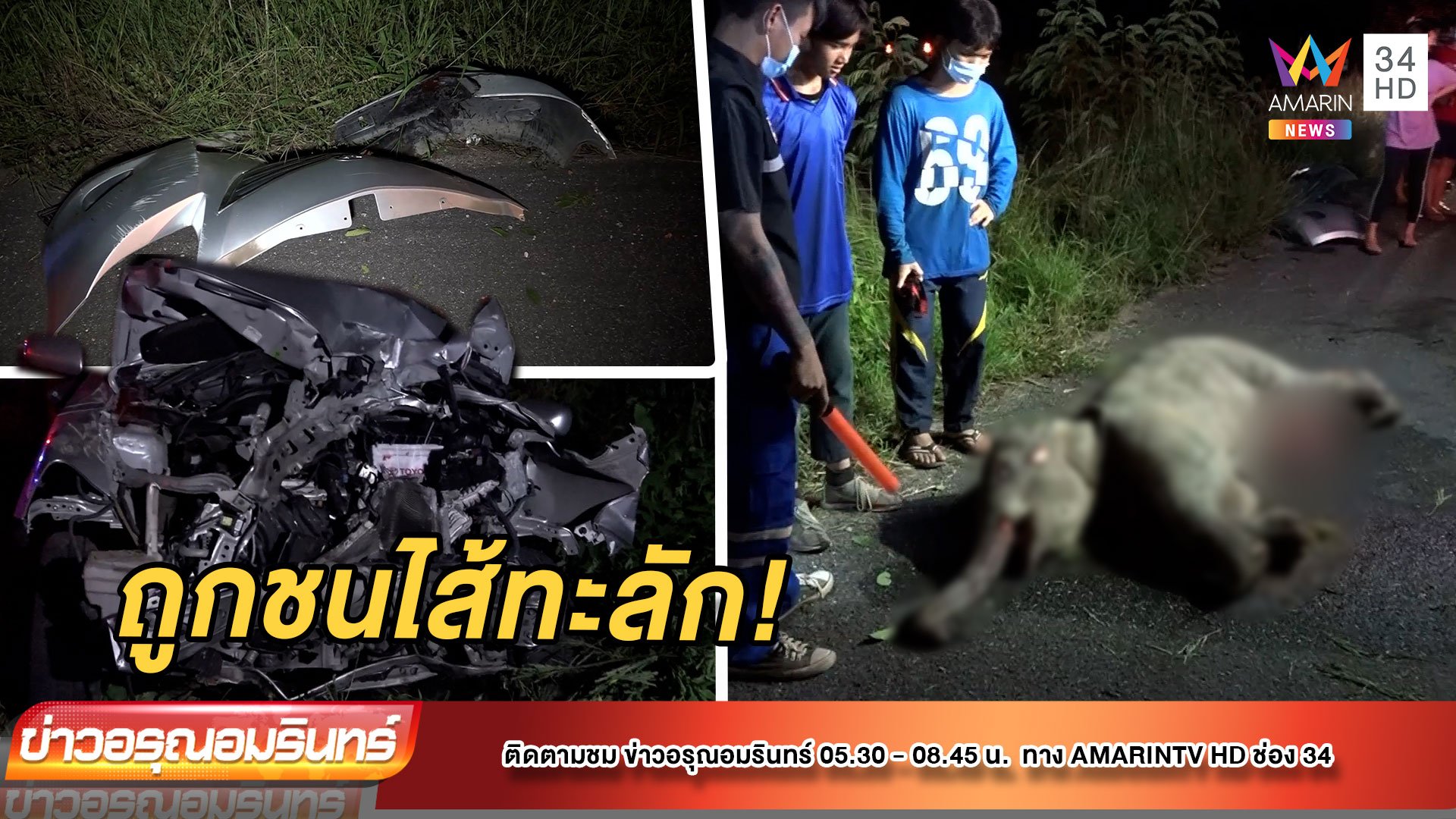 สลด! ช้างน้อยเจอชนไส้ทะลักริมถนน คนขับโหดชิ่งหนีหายวับ | ข่าวอรุณอมรินทร์ | 19 ต.ค. 64 | AMARIN TVHD34