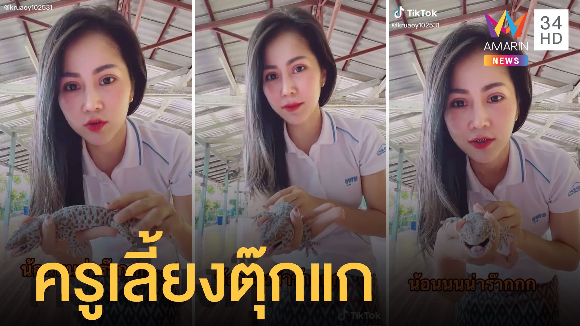 แกล้งเพื่อนตัวแย้กัดแก้ม ครูอ้อยครูภาษาไทยเลี้ยงตุ๊กแกยิ้มอ่อนให้ด้วย | ข่าวอรุณอมรินทร์ | 2 ก.ค. 65 | AMARIN TVHD34