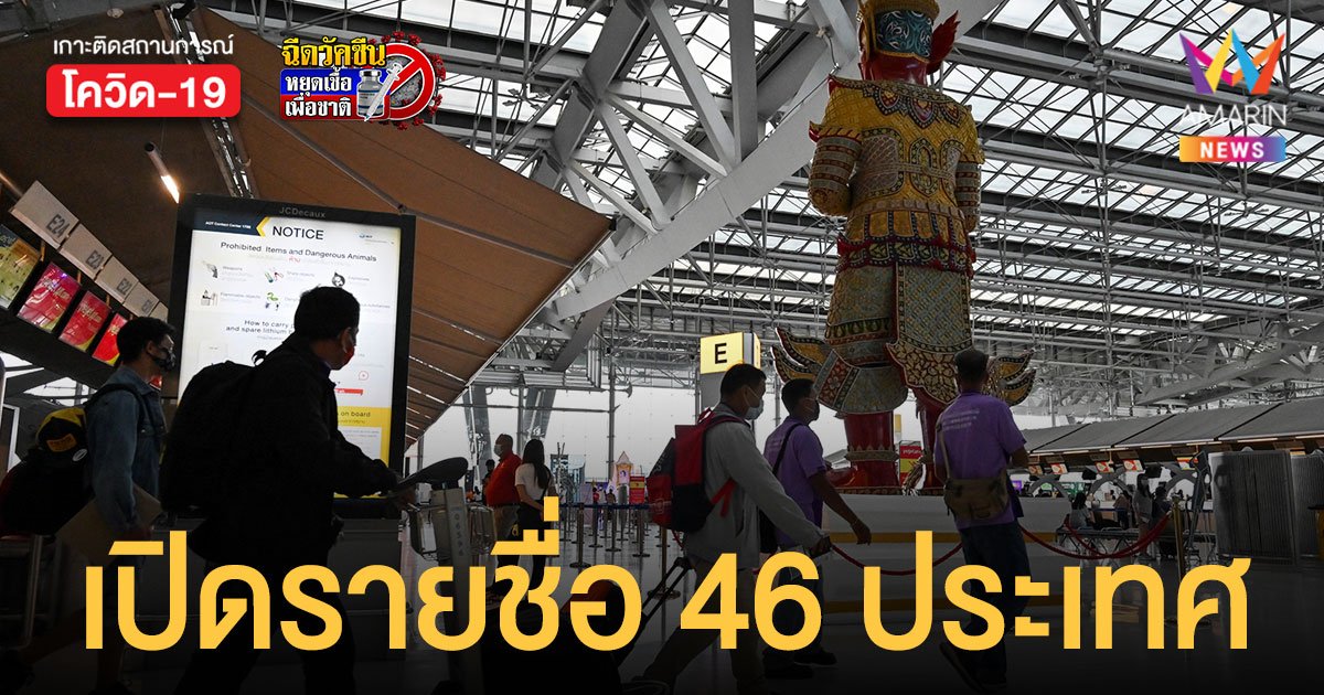 เปิดรายชื่อ 46 ประเทศ เดินทางเข้าไทย ไม่ต้องกักตัว 