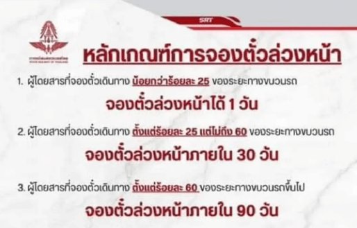 วิธีจองตั๋วรถไฟล่วงหน้า แบบใหม่ คำนวณตามระยะทาง ต้องทำอย่างไร