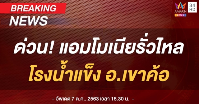 ด่วน! เกิดเหตุ 'แอมโมเนีย' รั่วไหล ในโรงงานน้ำแข็งเขาค้อ รัศมี 1 กม.