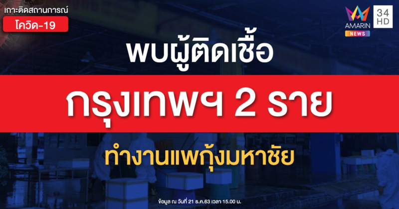 ด่วน! กรุงเทพฯ พบผู้ติดเชื้อใหม่ 2 ราย เชื่อมโยงแพกุ้ง สมุทรสาคร