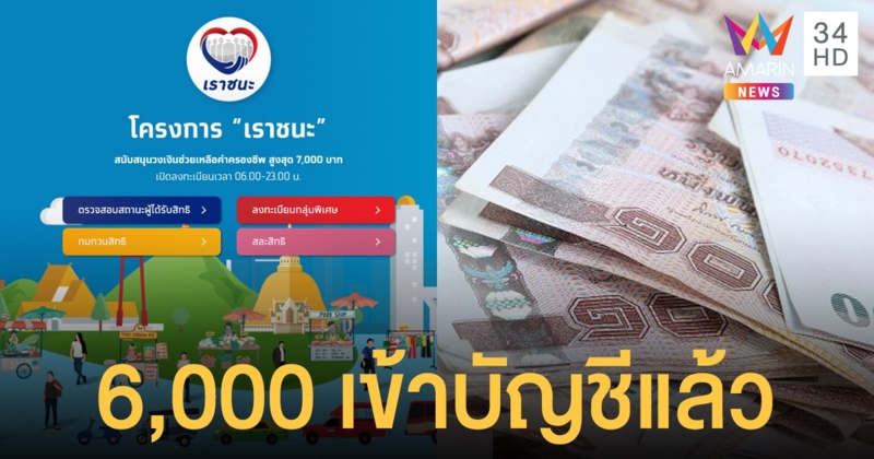วันนี้เงินเข้าแล้ว! เราชนะ กลุ่มไม่มีสมาร์ทโฟน งวดแรกรับทันที 6,000 บาท เช็กสิทธิได้เลย