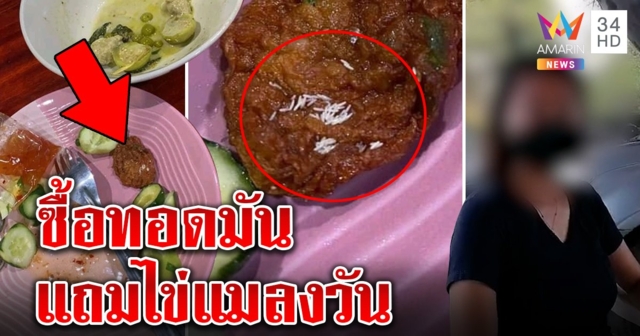 อ้วกแทบพุ่ง! สาวซื้อทอดมันกัดคำสุดท้ายเจอจะจะไข่แมลงวันโปะหน้า สุดยี้ขอร้านปรับปรุง (คลิป)