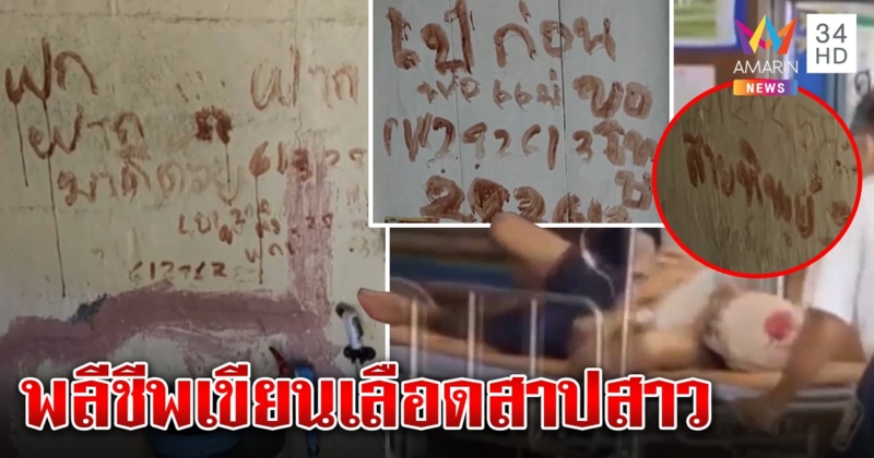 สยอง! หนุ่มวิศวกรีดเลือดเขียนผนังก่อนยิงตัว น้องเชื่อทิ้งปริศนาชื่อสาวลวงเงินแสนหมดตัว (คลิป)
