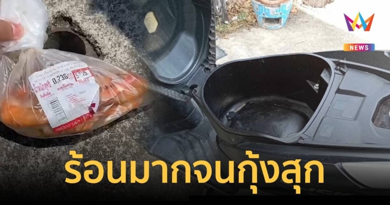 อย่าล้อเล่นกับระบบแดดเมืองไทย หนุ่มซื้อกุ้งสดไว้ใต้เบาะรถจนสุก