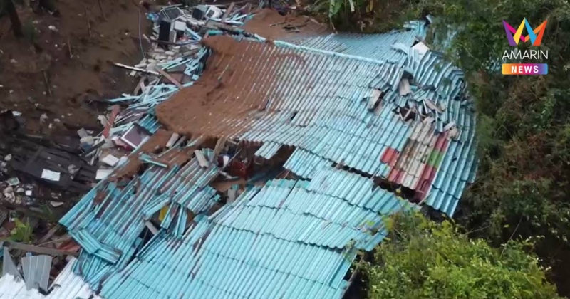 ฝนถล่มกรุงเก่า ดินทรุดบ้านพังถล่ม คนในบ้านนอนอยู่รอดตายหวุดหวิด