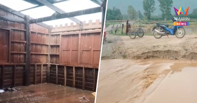 พายุฤดูร้อนถล่ม! ลมกระโชกแรงซัด ต.หนองหญ้าขาว พัดหลังคาหลุดปลิวว่อน