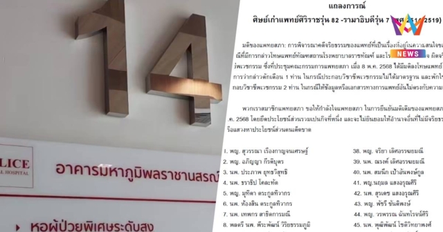 ศิษย์เก่าหมอศิริราช-รามา ลงชื่อออกแถลงการณ์ หนุนแพทยสภายึดมติเดิม