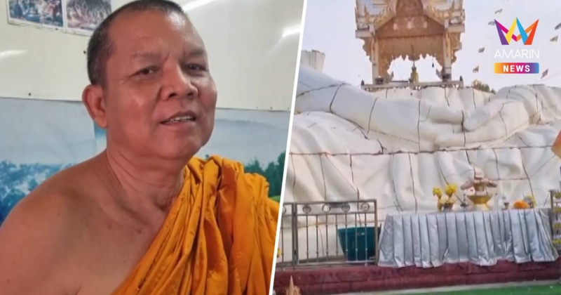 พายุถล่มวัดดังบุรีรัมย์ แบบหล่อองค์หลวงปู่สุข สูง13เมตร พังเสียหาย4แสน