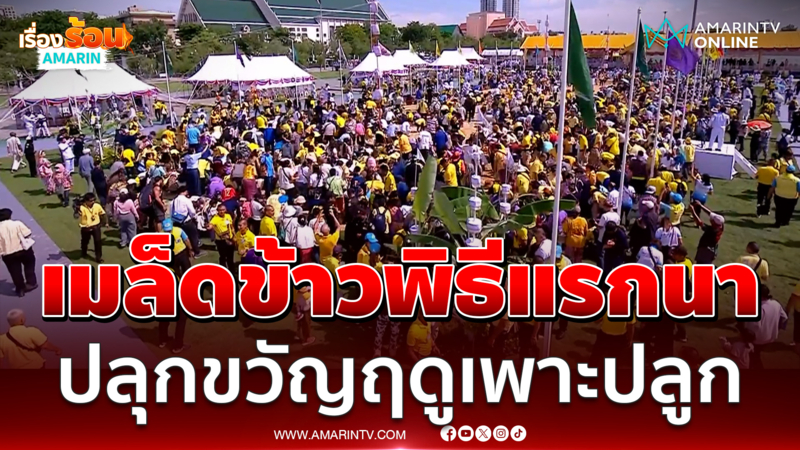 เกษตรกรแห่เก็บเมล็ดพันธุ์ข้าวพิธีแรกนาขวัญ เพื่อเป็นสิริมงคล