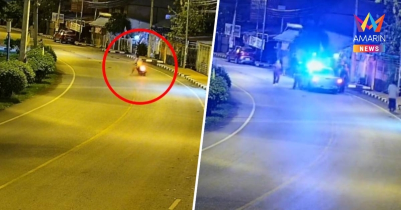 ตำรวจสายตรวจ ไล่จับจยย.ท่อดัง บิดหลบหนีหลุดโค้งดับ