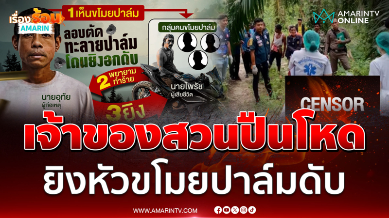 หัวขโมยเจอของจริง เจ้าของสวนปาล์ม คว้าลูกซองยิงดับคาสวน