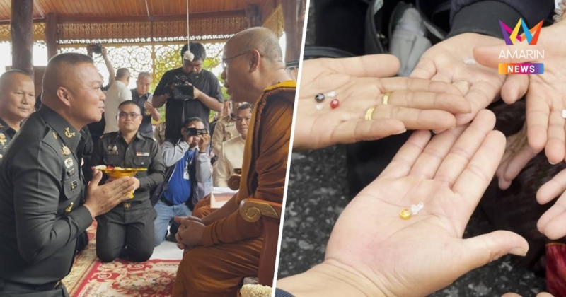 อัศจรรย์วัตถุคล้ายอัฐิธาตุ ร่วงรับมทภ.2 ถวายพระหยกวัดป่าอีสานเขียว