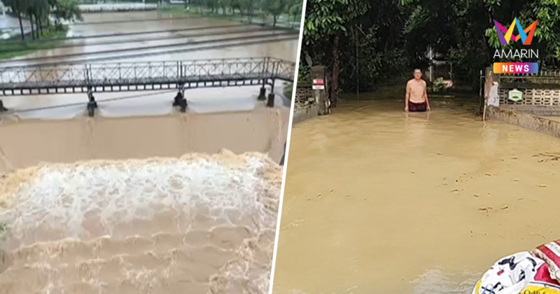 แพร่ฝนตกหนัก น้ำป่าทะลักท่วมบ้านปชช.กลางดึก เสียหาย 2 อำเภอ