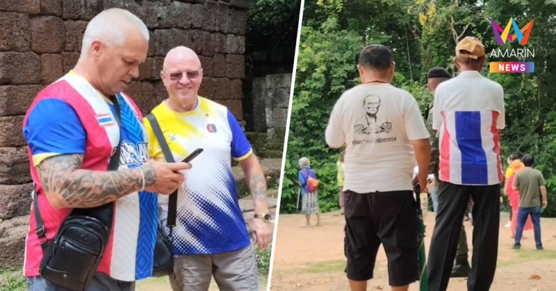 คึกคัก!ต่างชาติสวมเสื้อลายธงชาติไทย เที่ยวปราสาทตาเมือนธม