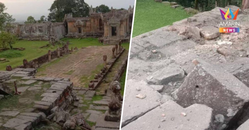 สื่อกัมพูชาโจมตีไทย ยิงทำลายปราสาทพระวิหารเสียหาย