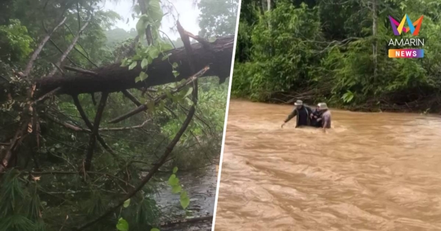 พายุฝนกระหน่ำแม่ฮ่องสอน ไฟฟ้าดับทั้งเมือง ครูดอยฝ่ากระแสน้ำไป รร.