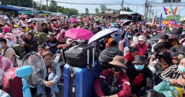 เข้าสู่วันที่ 8 แรงงานเขมรทะลักด่านบ้านแหลม แห่กลับบ้านอีกกว่า 5,000คน