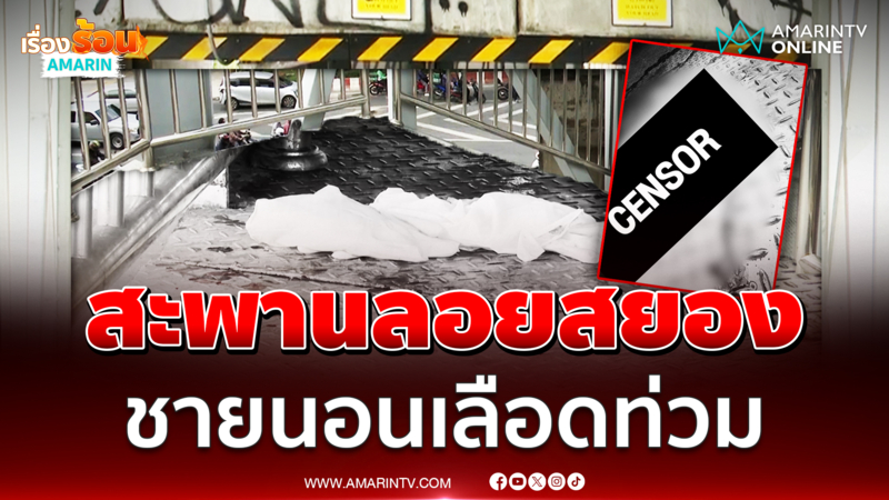 สะพานลอยสยอง ชายต่างด้าวถูกแทง นอนดับเลือดท่วม