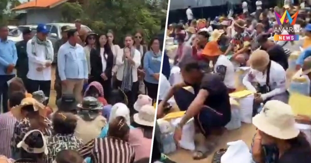 เปิดภาพม็อบชาวเขมร กดดันทหารไทยรื้อรั้วลวดหนามออก
