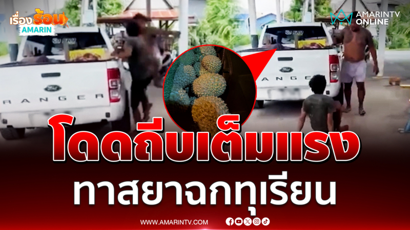 หนุ่มถีบเต็มแรง สุดทนทาสยาหัวขโมย ย่องฉกทุเรียน 