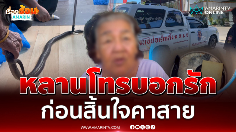 ยายช็อก! หลานโทรบอกรัก ก่อนสิ้นใจคาสายโทรศัพท์ หลังถูกงูเห่ากัด