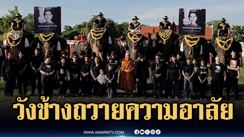 วังช้างนำช้าง 10 เชือกยืนสงบนิ่ง น้อมถวายความอาลัย