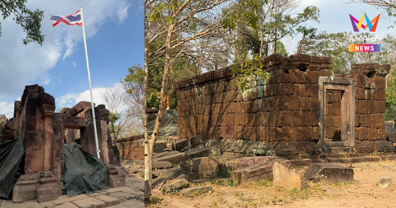 เสียงปืนสงบ! เปิดภาพ "ปราสาทตาเมือนธม" หลังหยุดยิง ธงไทยโบกสะบัด