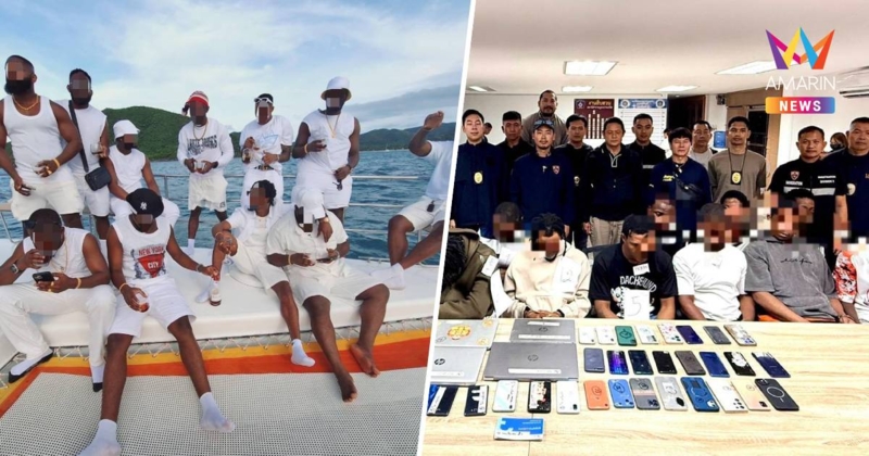 บุกทลายรังโรแมนซ์สแกม กลางเมืองทองธานี รวบ 13 ผู้ต้องหาผิวสียกแก๊ง