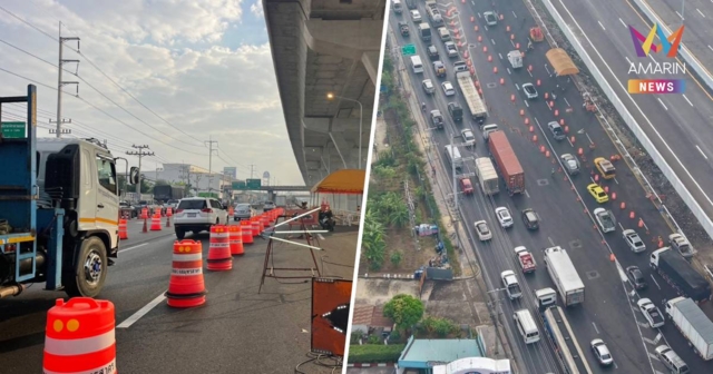 กรมทางหลวง เร่งคืนผิวจราจรทางหลักถนนพระราม 2 วันนี้