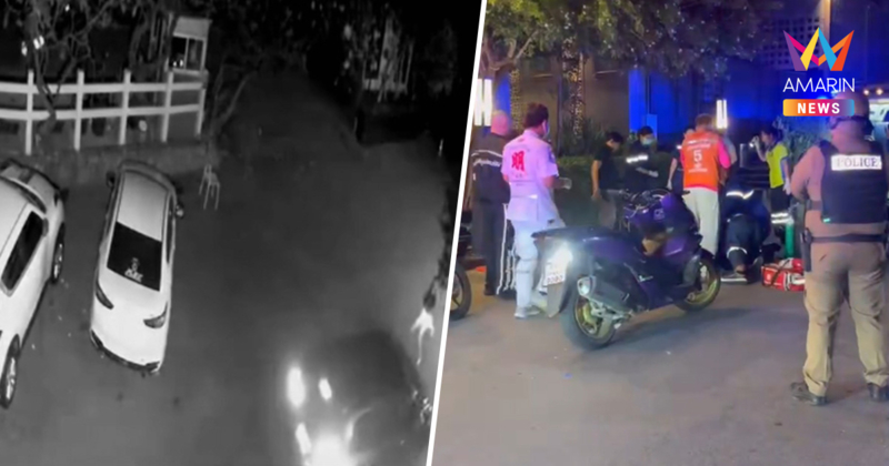 สลด! มาส่งหน้าโรงแรม ไม่เห็นเพื่อนนั่งผูกรองเท้า เหยียบคันเร่งทับร่าง