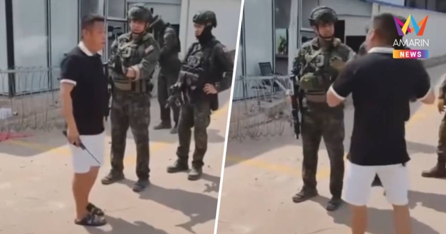 หวิดวุ่น! พ่อค้าชาวจีนในทมอดาไม่พอใจ ทหารไทยนำลวดหนามปิดล้อมร้านค้า