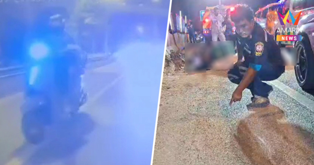 สลดไรเดอร์สาว! เจอหลุมเบรกกะทันหัน รถล้มร่างมุดใต้ล้อบรรทุก6ล้อทับดับ