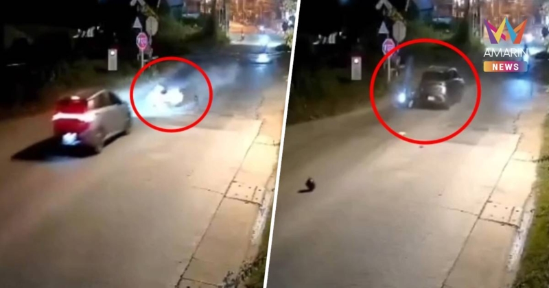 นาทีชีวิต! 2 สาวกลับจากกินสุกี้ไม่ถึงบ้าน จยย.พุ่งชนเก๋งเจ็บ 1 ดับ 1