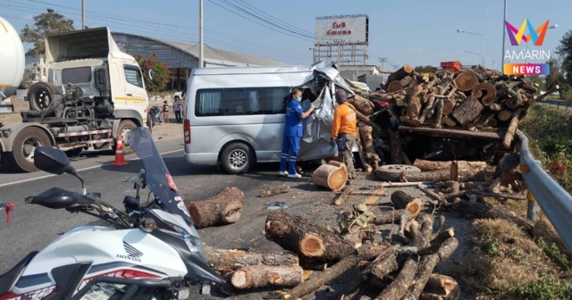 สลด! รถตู้โรงพยาบาลอุทัยธานี ชนท้าย รถบรรทุก 6 ล้อ เสียชีวิต 3 ราย